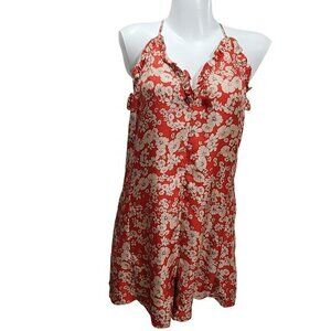 Rebecca Taylor Silk Romper Playsuit Jumpsuit Sleeveless 12 Red